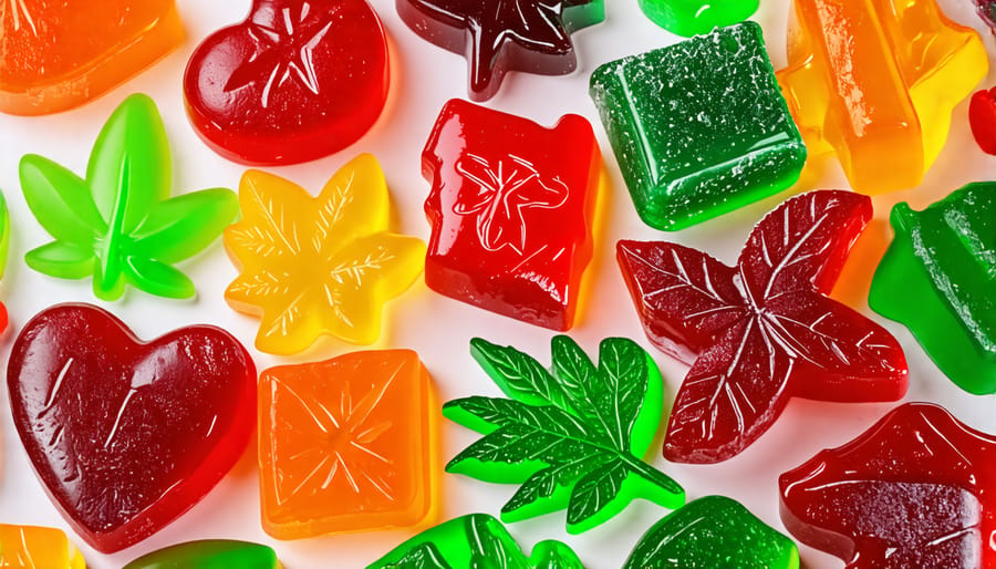 Colorful assortment of THC gummies, showcasing their popularity in Canada